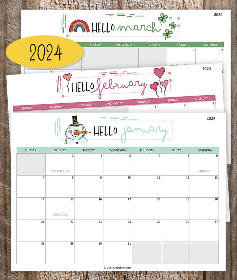 Monthly Calendar Printed Separated Month by Month Made for 