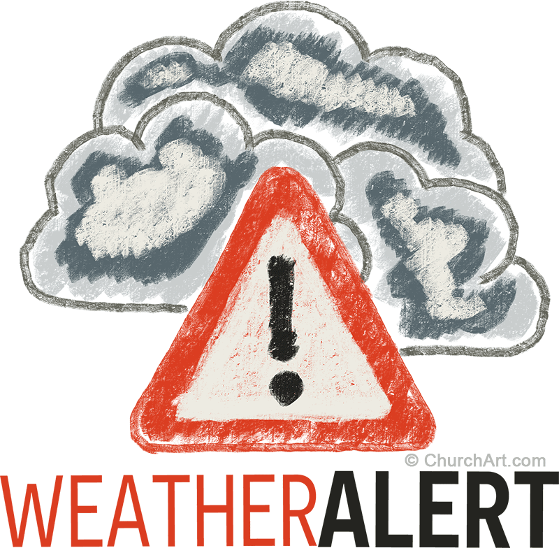 Clipart images to highlight important announcements like weather alerts in your church newsletter