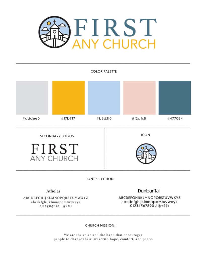 Example of a church brand sheet