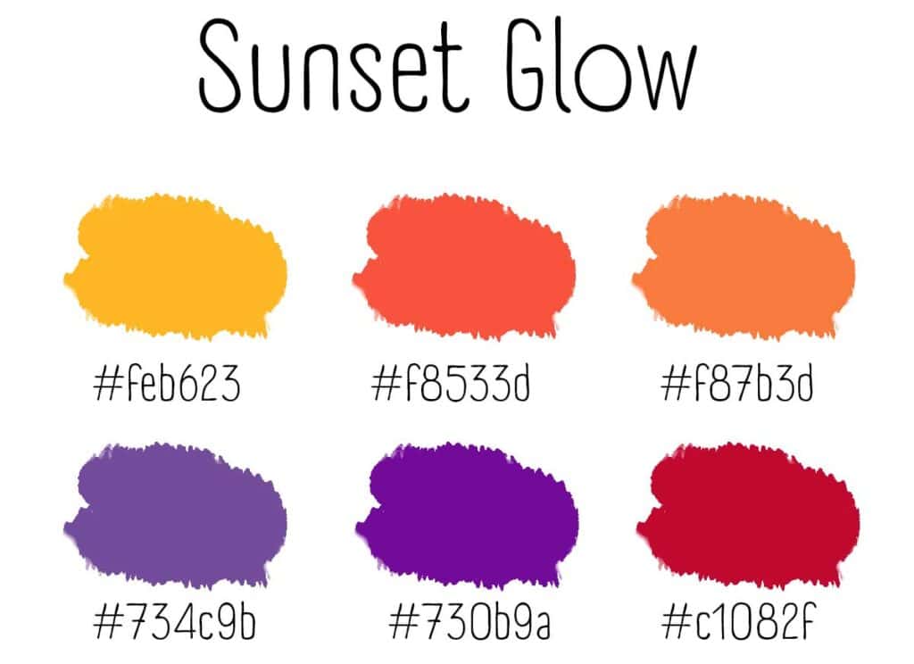 Sunset glow color palette examples
