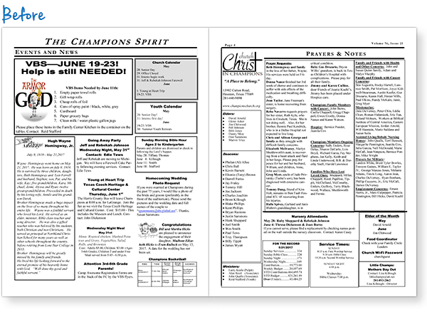 Church Bulletin Page Update Before