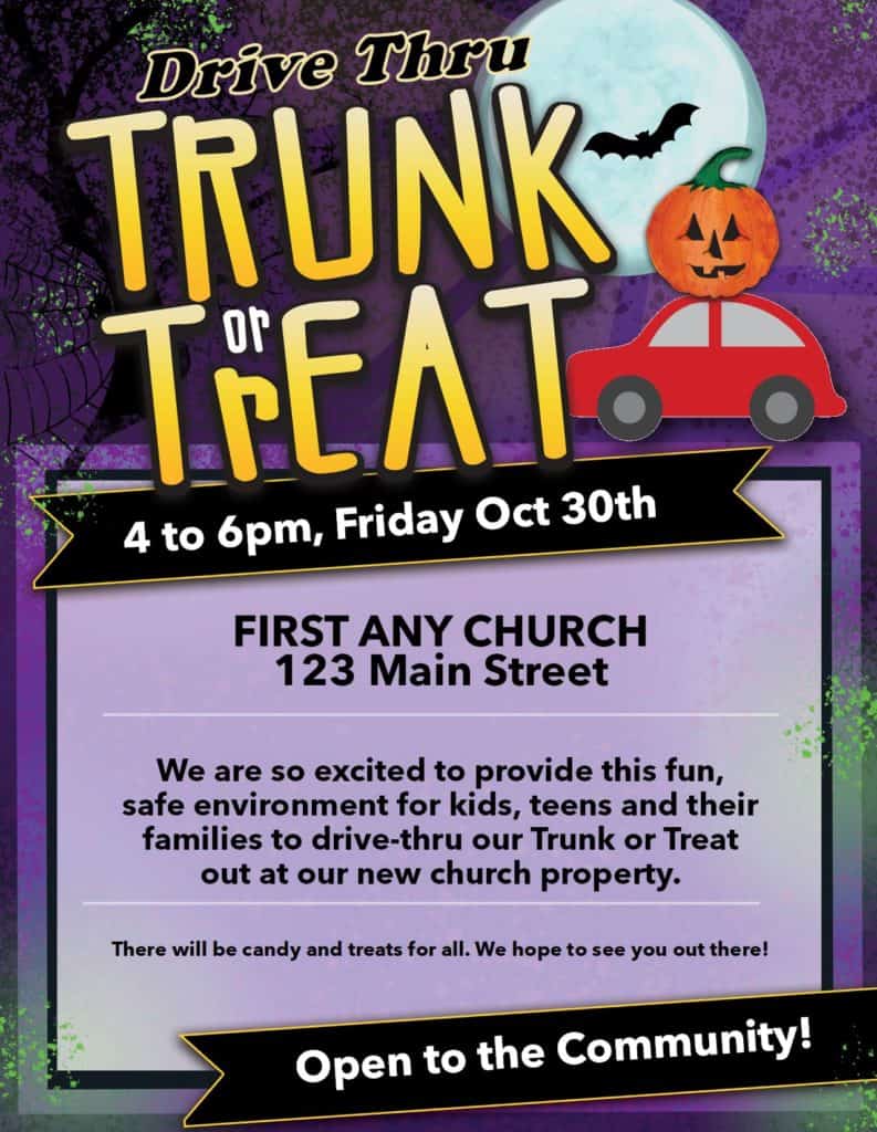 Trunk or Treat Alternative Ideas  Church Art Online Blog In Trunk Or Treat Flyer Template