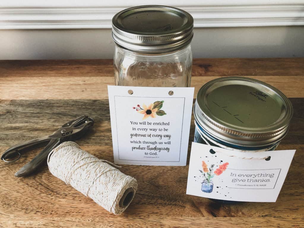 Tie Scripture cards to jars and fill with candy.