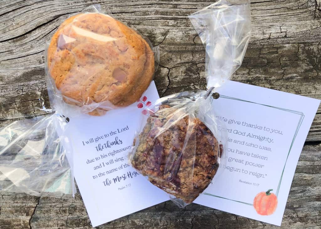 Baked goods with Scripture cards