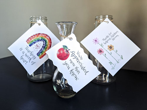 Teacher Appreciation Cards Vases