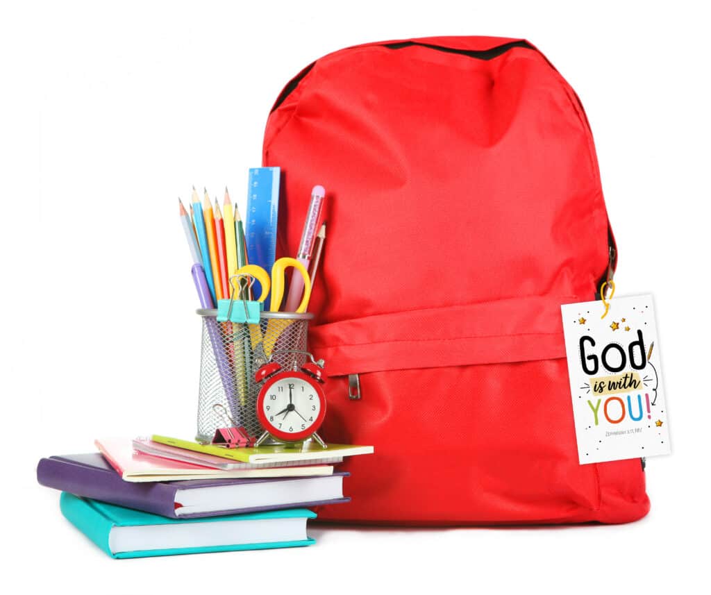 Backpack And School Stationery Isolated On White