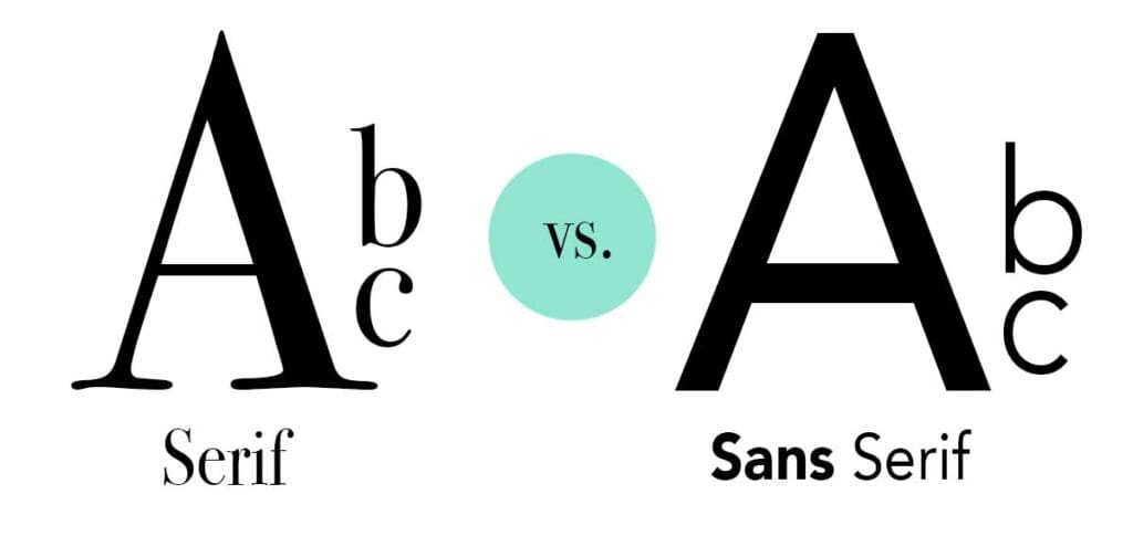 Side-by-side comparison of serif and sans serif fonts.