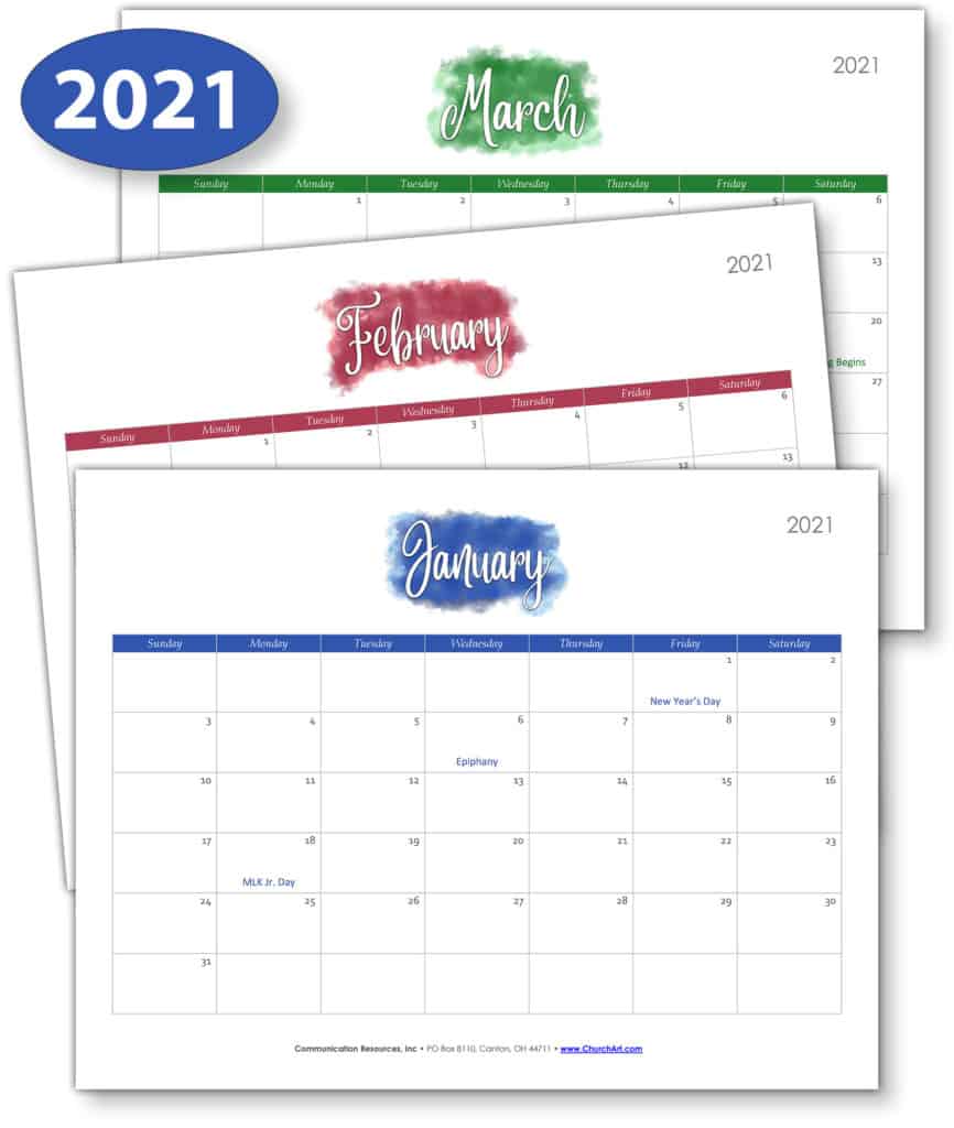 2021 Printable Calendar Preview