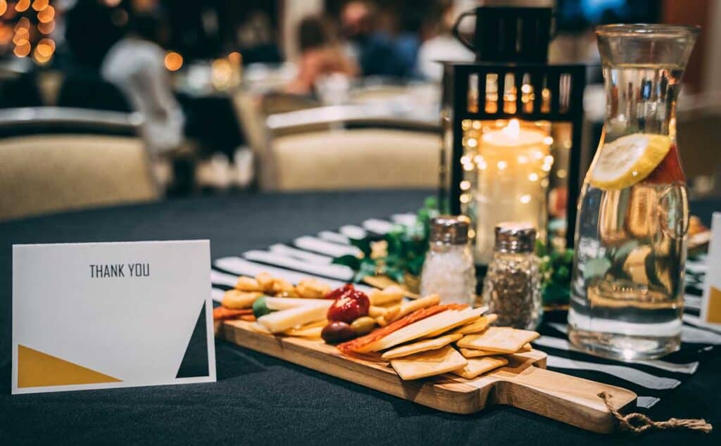 Photo of a table at a volunteer thank you banquet
